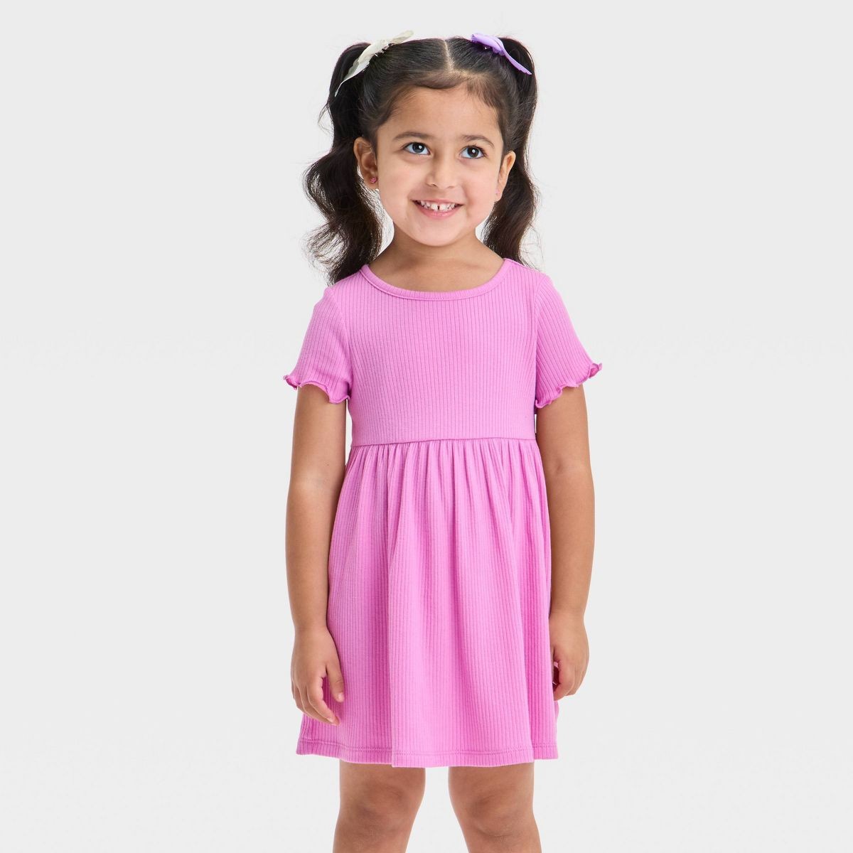 Toddler Girls' Short Sleeve Solid Ribbed Dress - Purple 5T - Cat & Jack™
