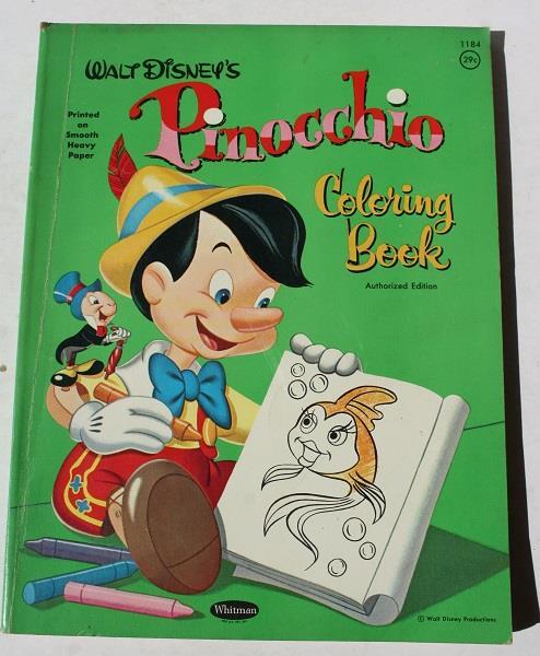Walt Disney's Pinocchio McSavage Lorencz Original 1961 Whitman Coloring Book ---