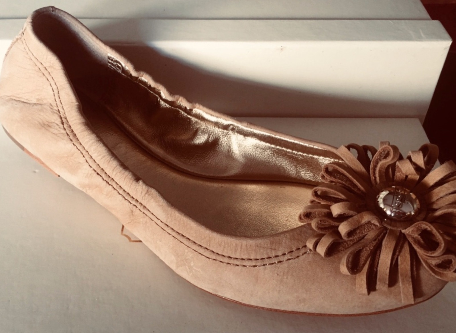 New in Box Coach Ariza Nubuck Flower Medallion Ballet Flat shoes 5 7 8 9.5