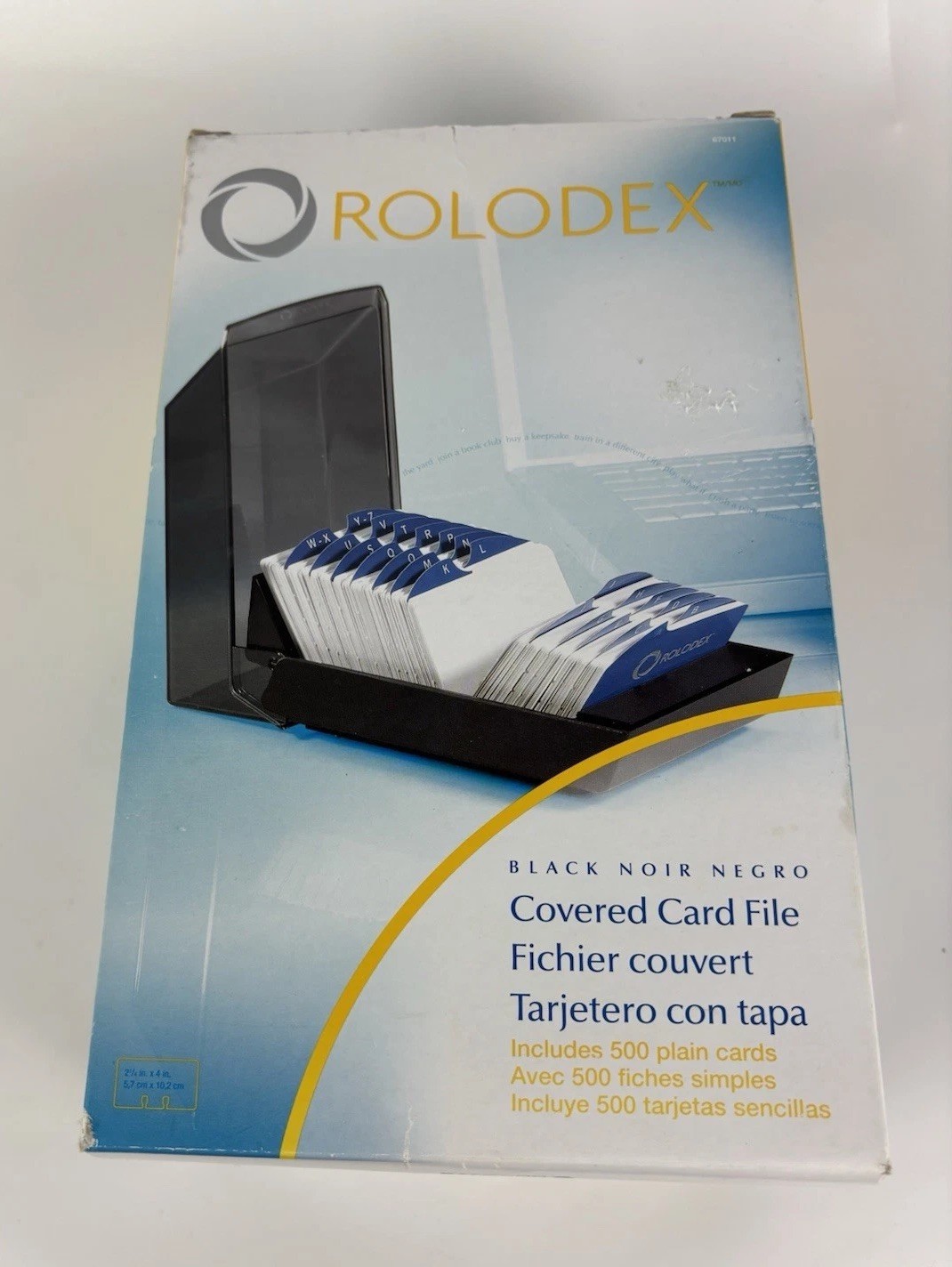 Rolodex Office 67011 Covered Card File Black w/ 500 Plain Cards 2006 VTG