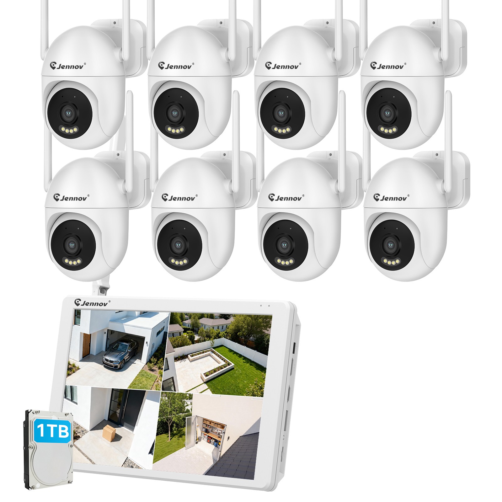 5MP PTZ Dome IP Camera Wireless Security Camera System 10CH WIFI Monitor 1TB HDD