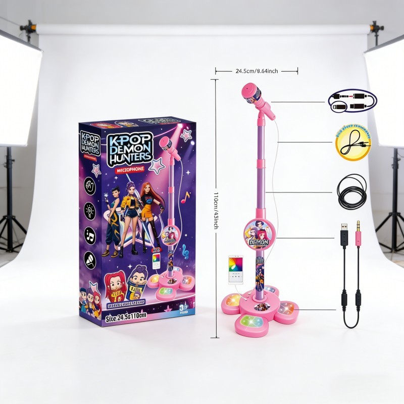 K-Pop Demon Music Microphone Toy for Kids – Light-Up Singing Microphone