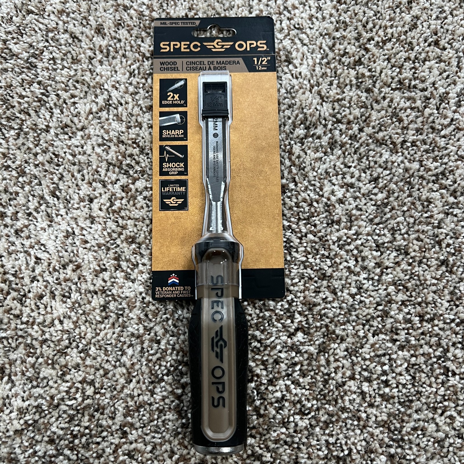 Spec Ops Tools Wood Chisel, 1/2" Blade High-Carbon Steel Shock-Absorption