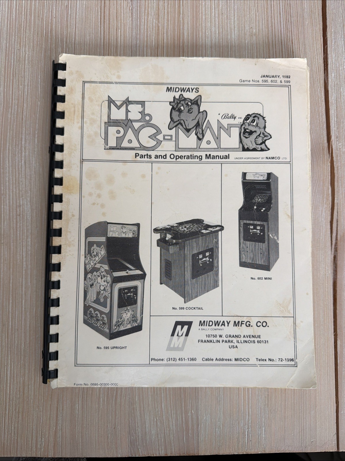 Vintage Midway Ms. Pac-Man January 1982 Parts and Operating Manual
