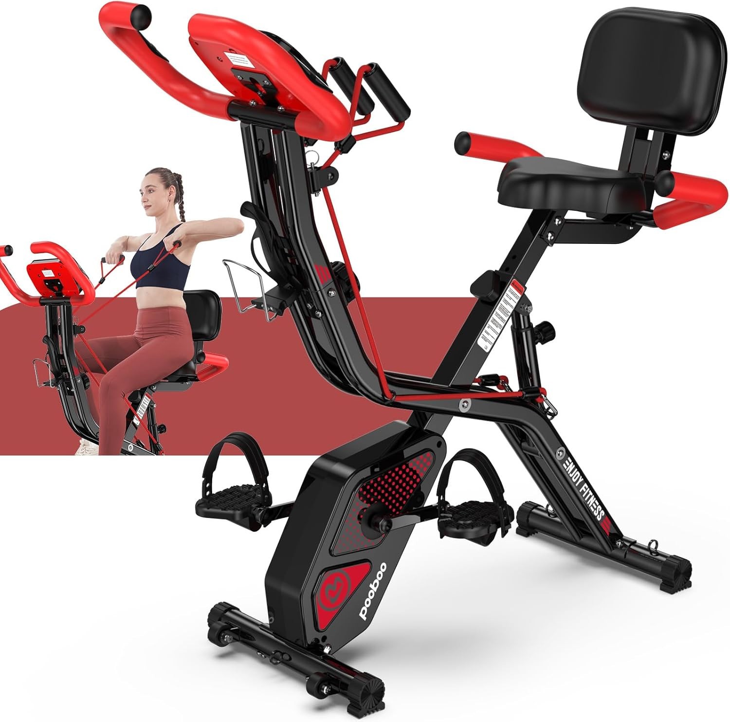 Indoor Exercise Bike Stationary Bike Cycling Red Cardio Fitness Workout Bike