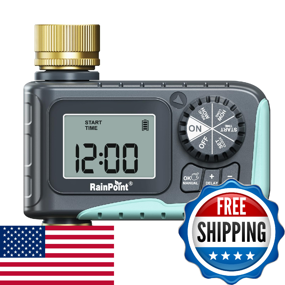 Rainpoint Sprinkler Timer Brass Programmable Hose Timer For Garden Soaker Hose