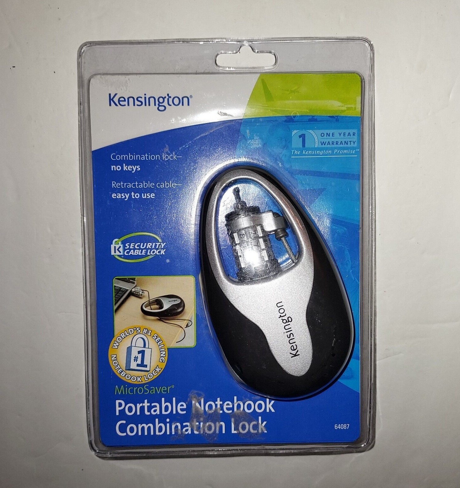 Kensington MicroSaver PORTABLE NOTEBOOK COMBINATION LOCK #64087 NEW 4 Foot Cable