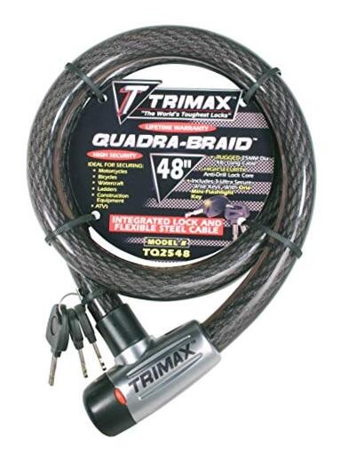 TQ2548 Trimaflex Long Integrated Keyed Cable Lock, 48-Inch X 25mm , Gray