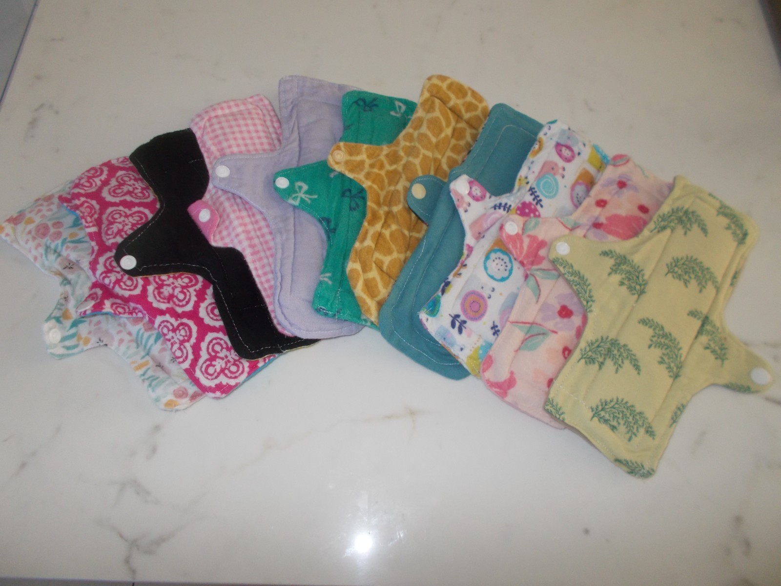 Reusable Cloth Menstrual Pad Panty Liner Pack 10 w. snaps
