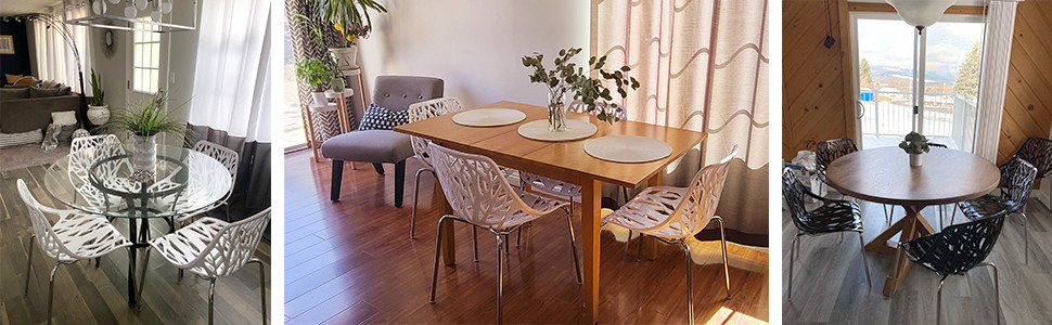 Modern Dining Chairs Set Plastic Saping Birch Chairs Stackable Chairs Set for