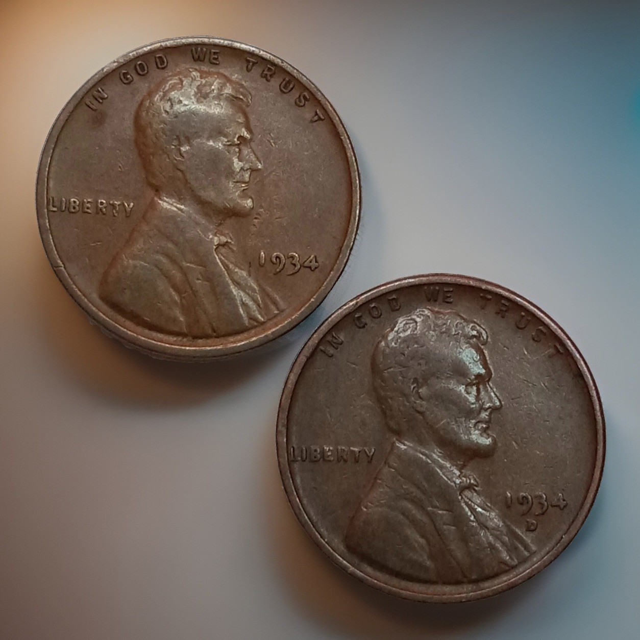 1934-P & 1934-D Lincoln Wheat Cent/Penny Set