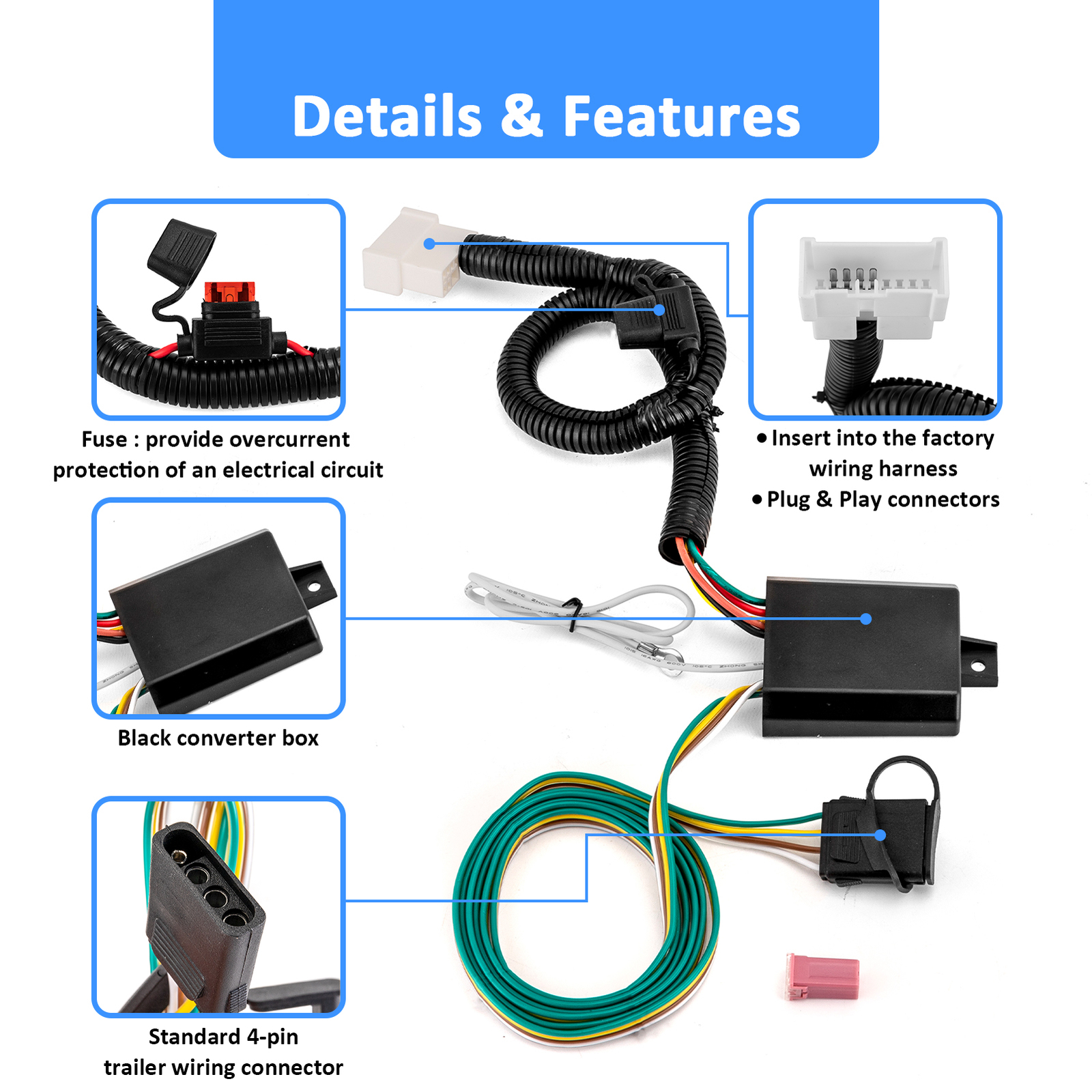 For 2016-2022 Honda Pilot - Trailer Tow Light Wiring Harness Connector