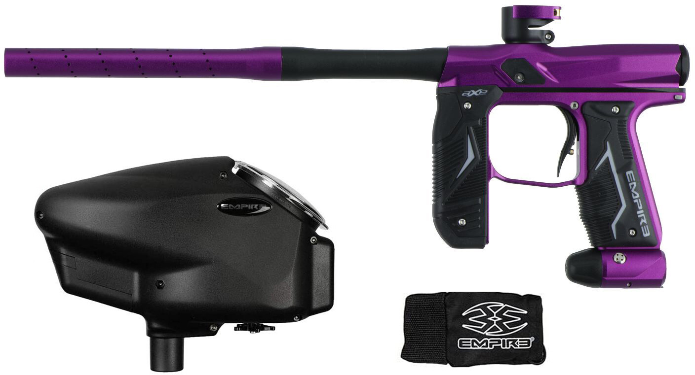 Empire Axe 2.0 Paintball Gun - Dust Purple/Grey With Halo Too Electric Loader