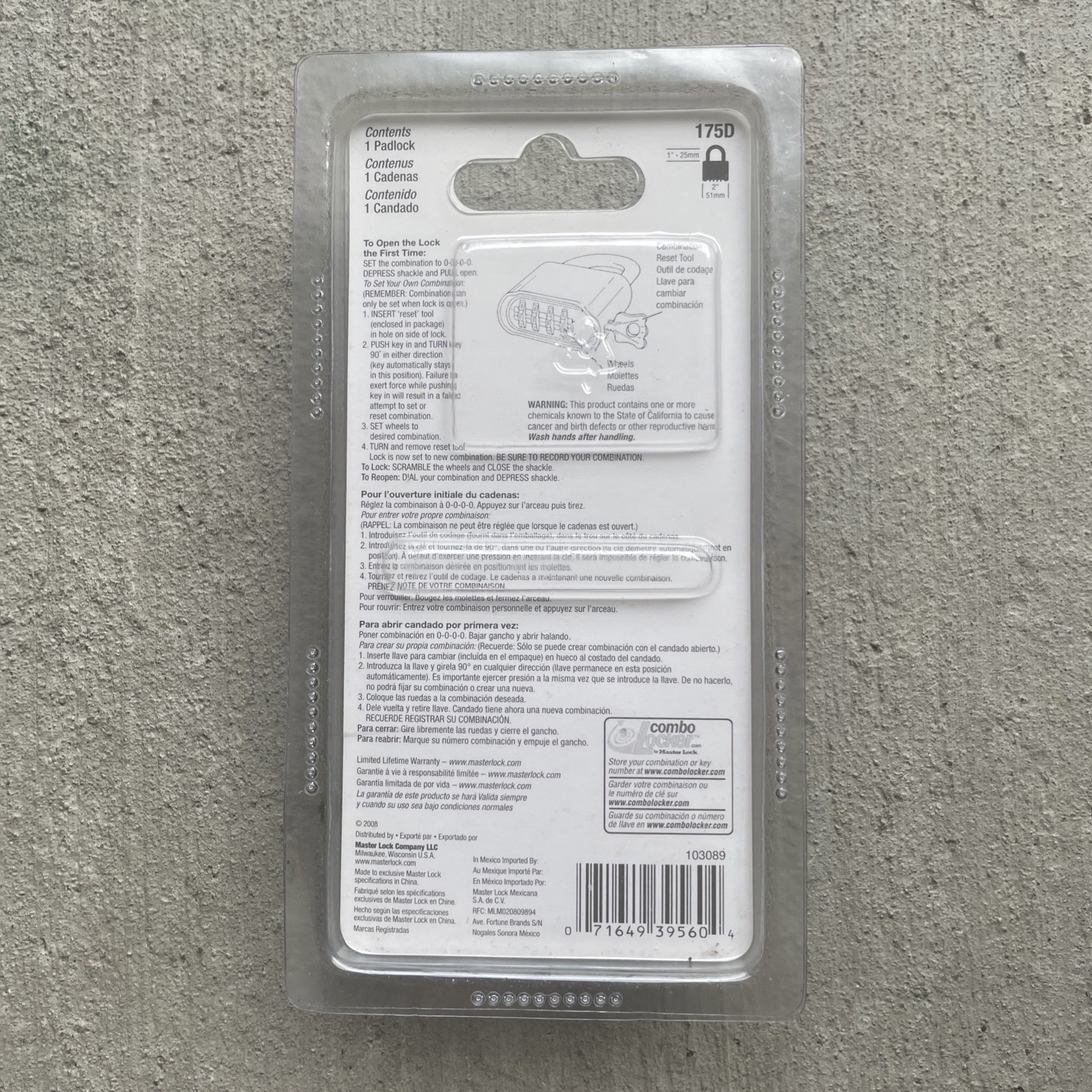 Master Lock 175D Combination Padlock