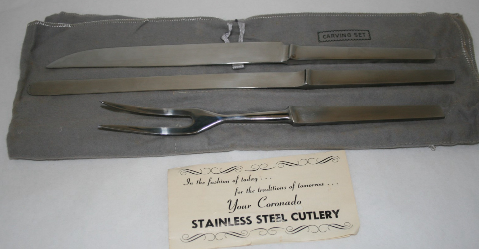 Coronado Stainless Steel Cutlery Set Vintage Steak & Carving Set of 9PCS