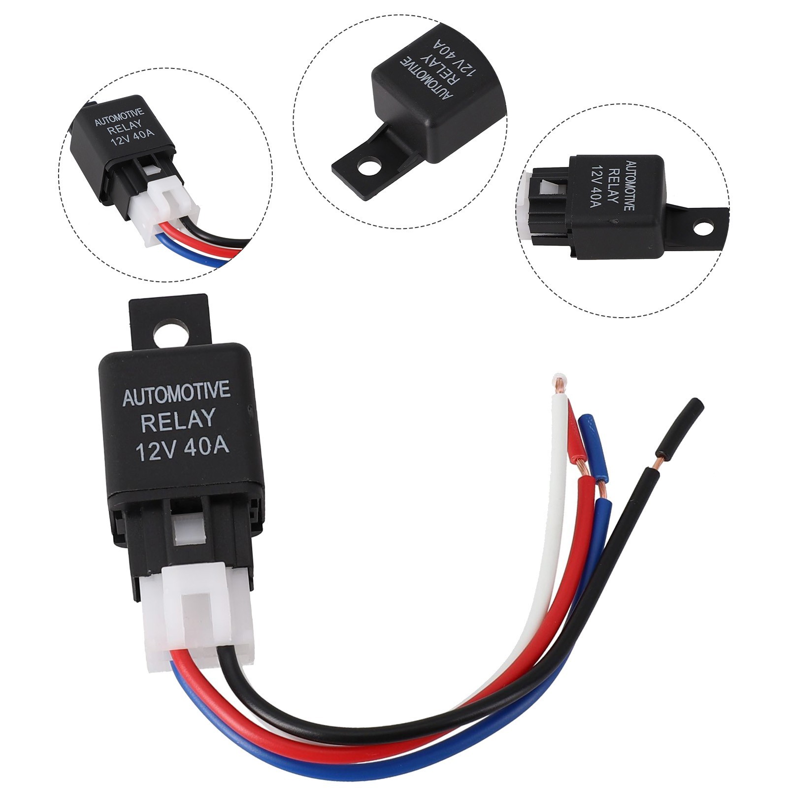 1 Set 12V 40A Car Automotive Van Boat Bike 4 Pin SPST Relay With Cable / New