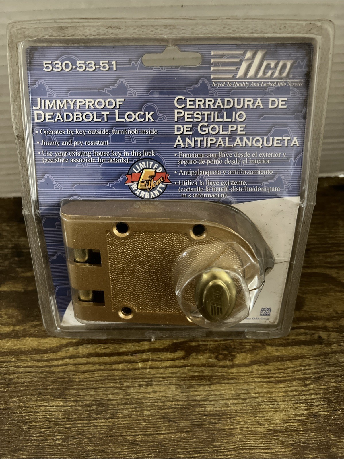Kaba Ilco 530-53-51 Auxiliary Lock, Jimmyproof Deadlock, Bronz