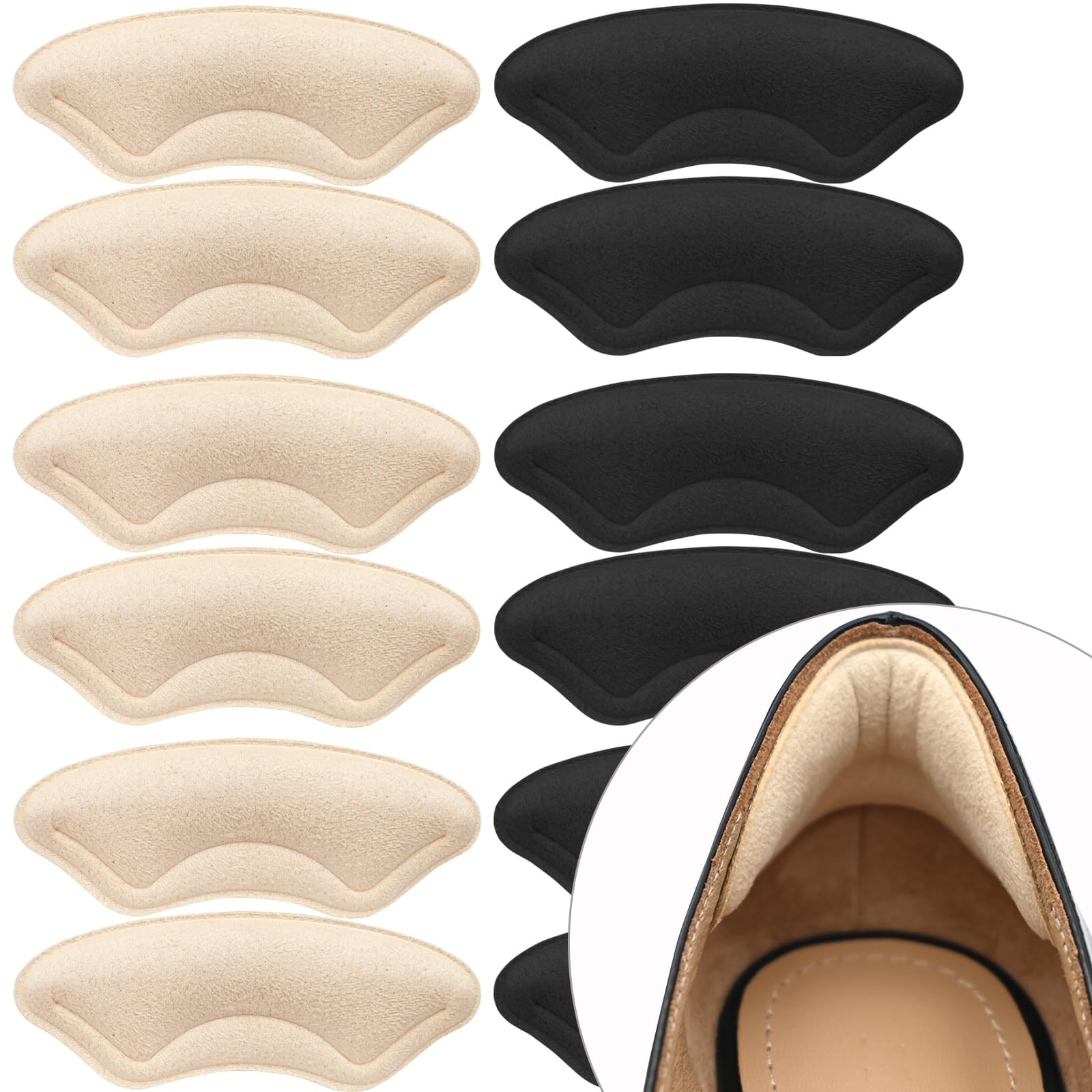6 Pairs Comfowner Heel Cushion Pads, Comfort Shoe Grips Snugs for Big Shoes L...
