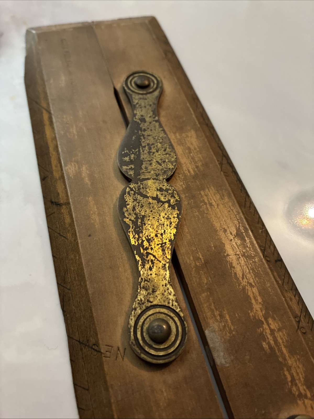 Antique Captain Fields Parallel Rule Wood Brass Nautical Chart Drafting 1890s