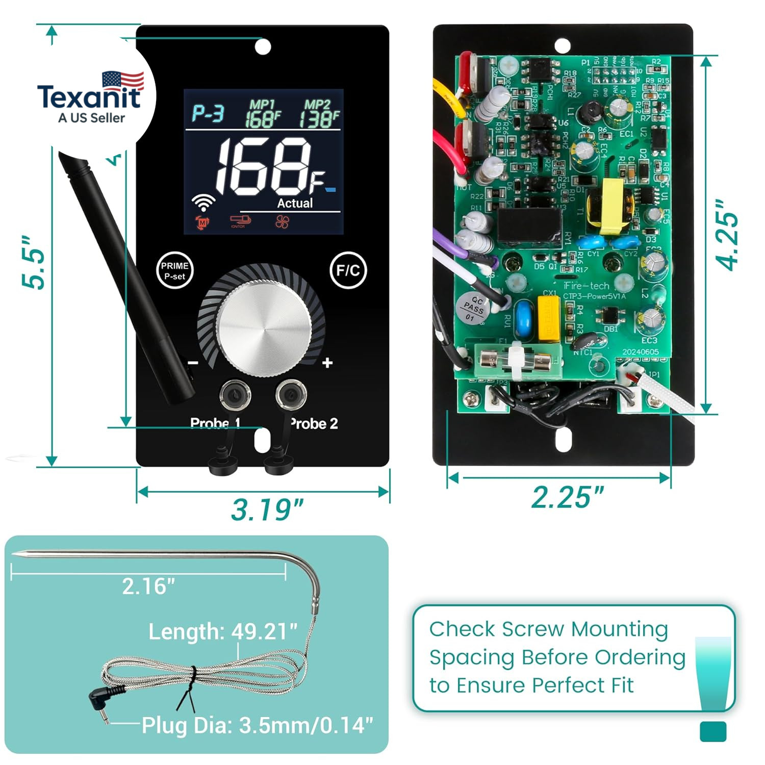 Universal Wifi PID Digital Thermostat for Traeger Control Panel Replacement for