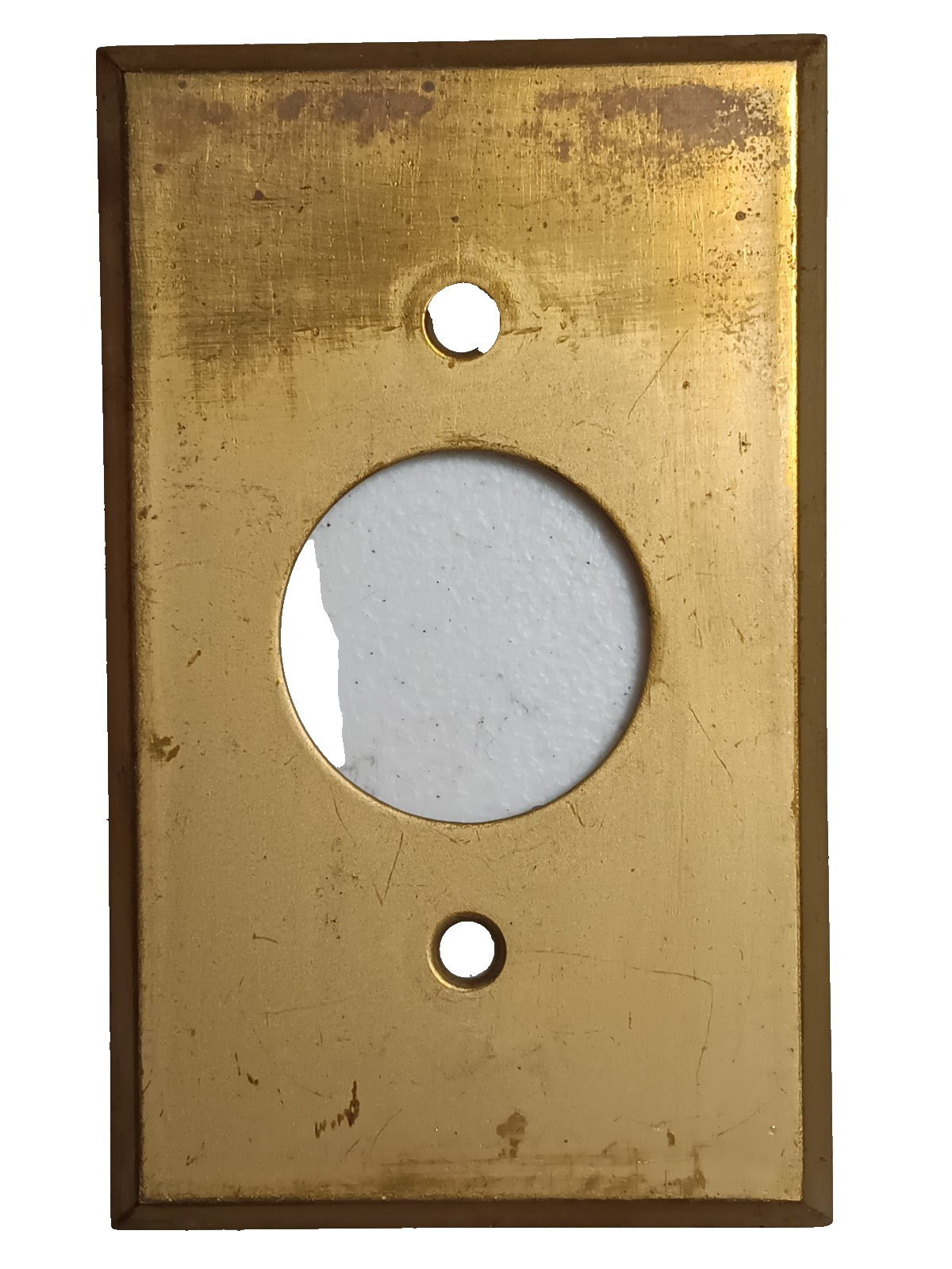 Antique Brass Metal Round Hole Outlet Cover Plate Wall Box Cover Nice Patina