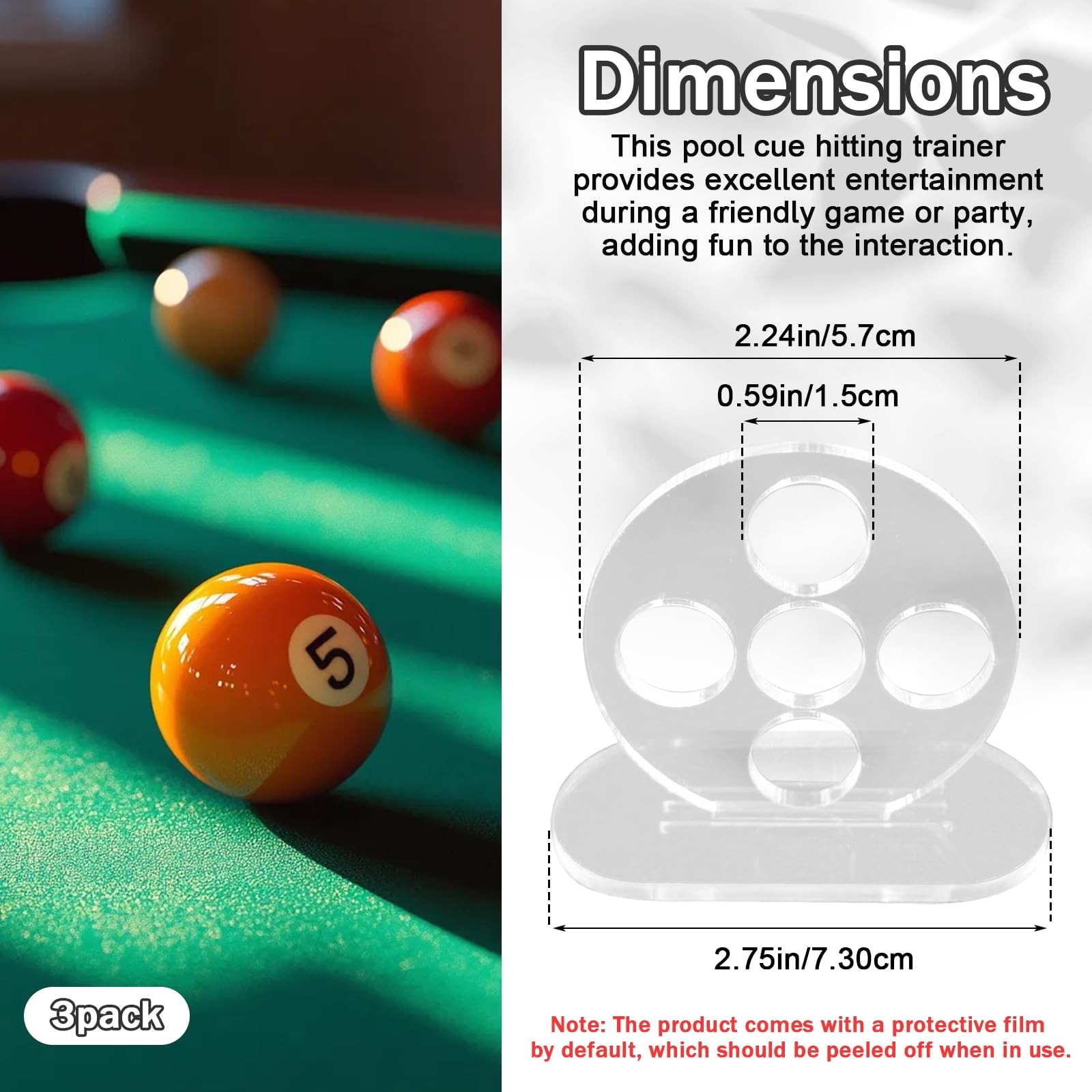 3 Pack Billiards Training Aids, Pool Cue Exerciser Trainer, Billiards Trainin...