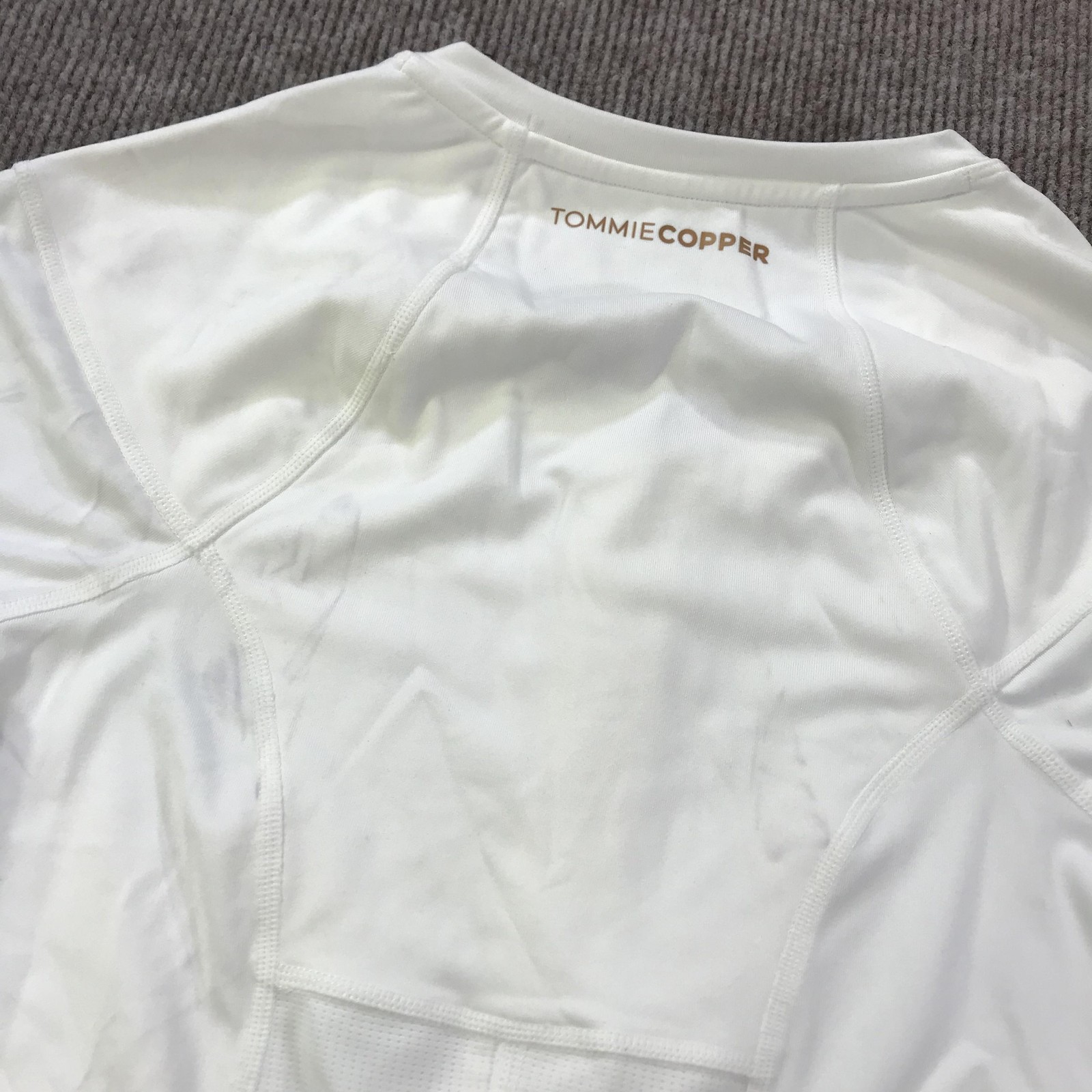 Tommie Copper Womens Medium White Compression Support Shirt Zip Top Lower Back