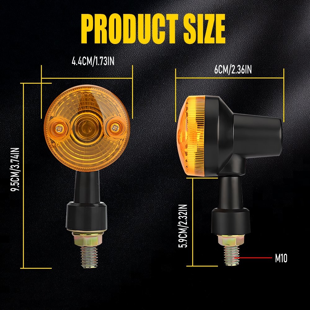4X Universal Amber LED Turn Motorcycle Signals Round Light Tail Indicator Light