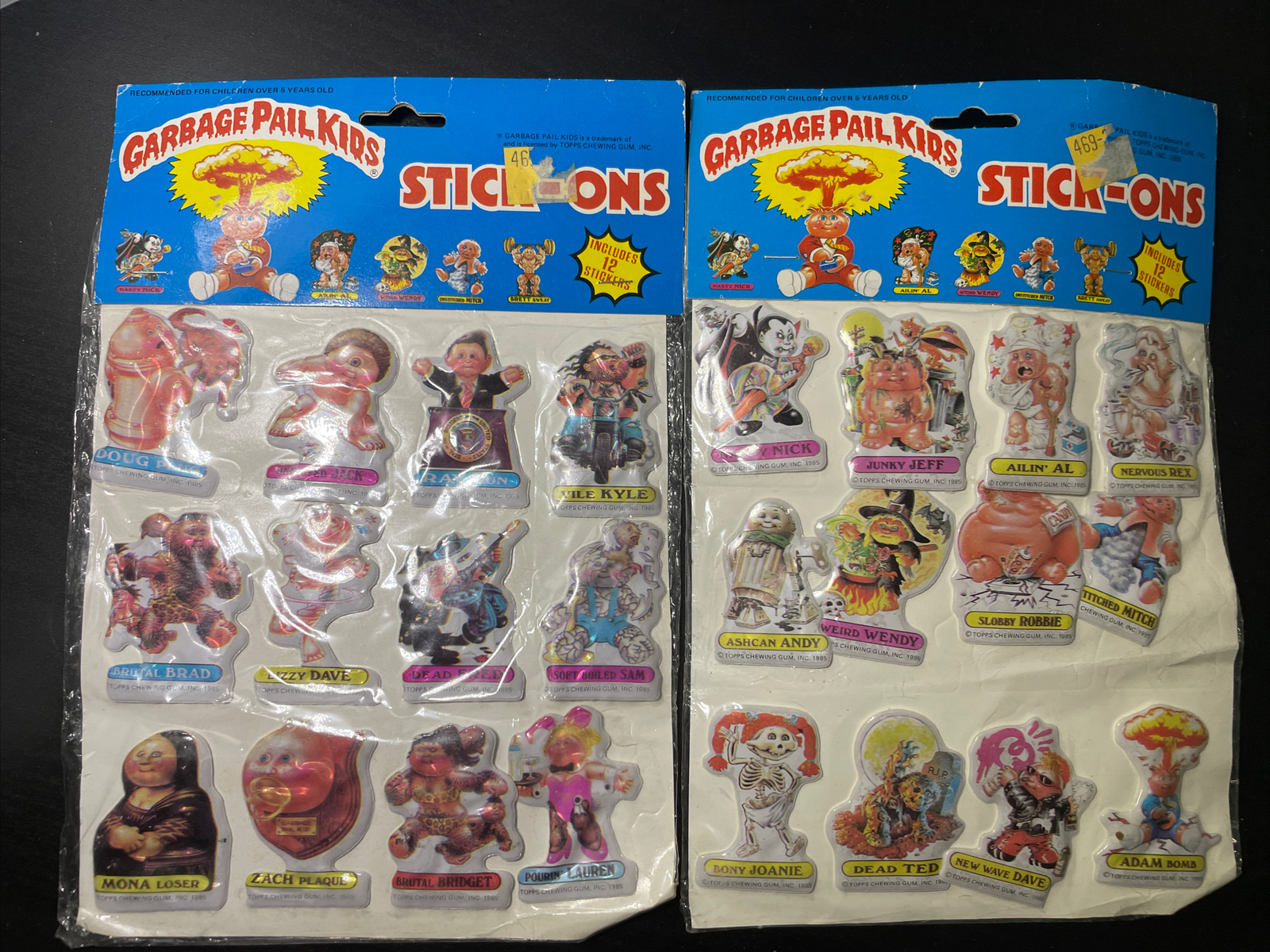 1985 Vintage Topps GARBAGE PAIL KIDS Stick-Ons Puffy Stickers lot of 2