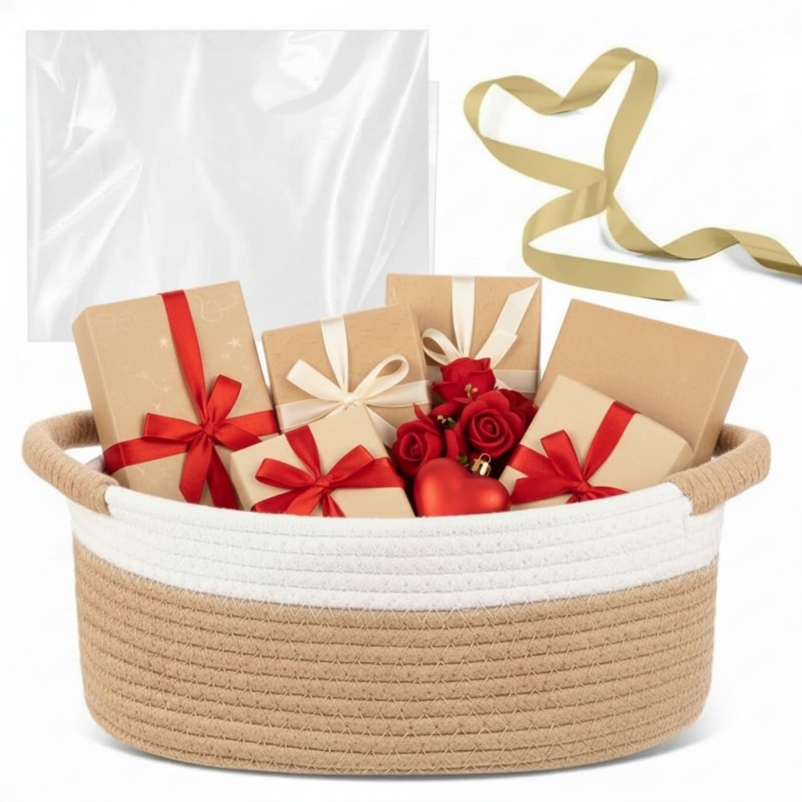 Colingmill Mother’s Day Woven Gift Basket with Gift Bags and Ribbons 12"x8"x5...