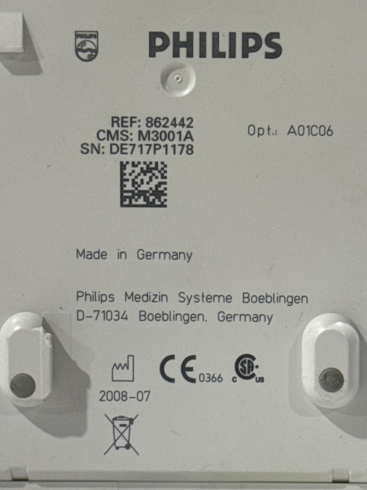 Philips M3001A-A01C06 Fast SpO2, NIBP, ECG, Temp, IBP MMS Module