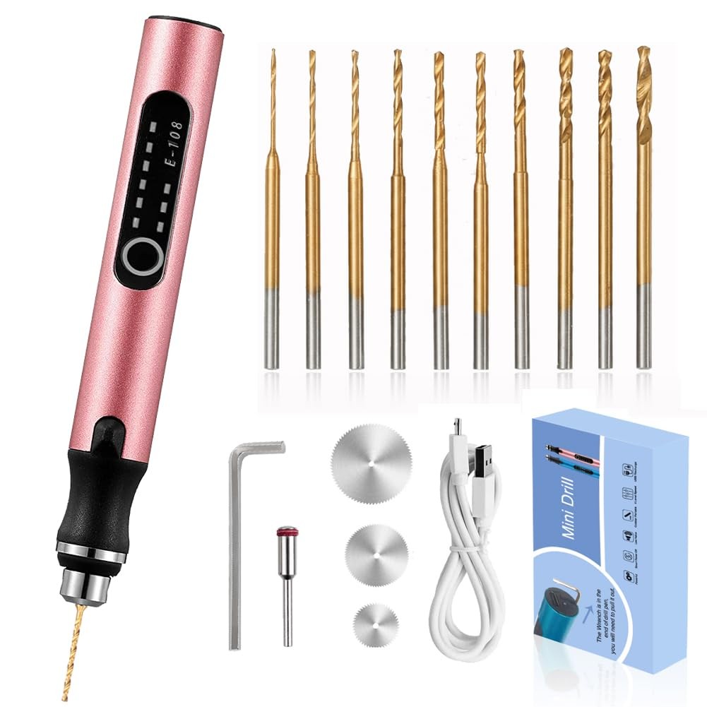 3-Speed Cordless Mini Drill Pen With 10 Small Drill Bits, Rechargeable Hand D...
