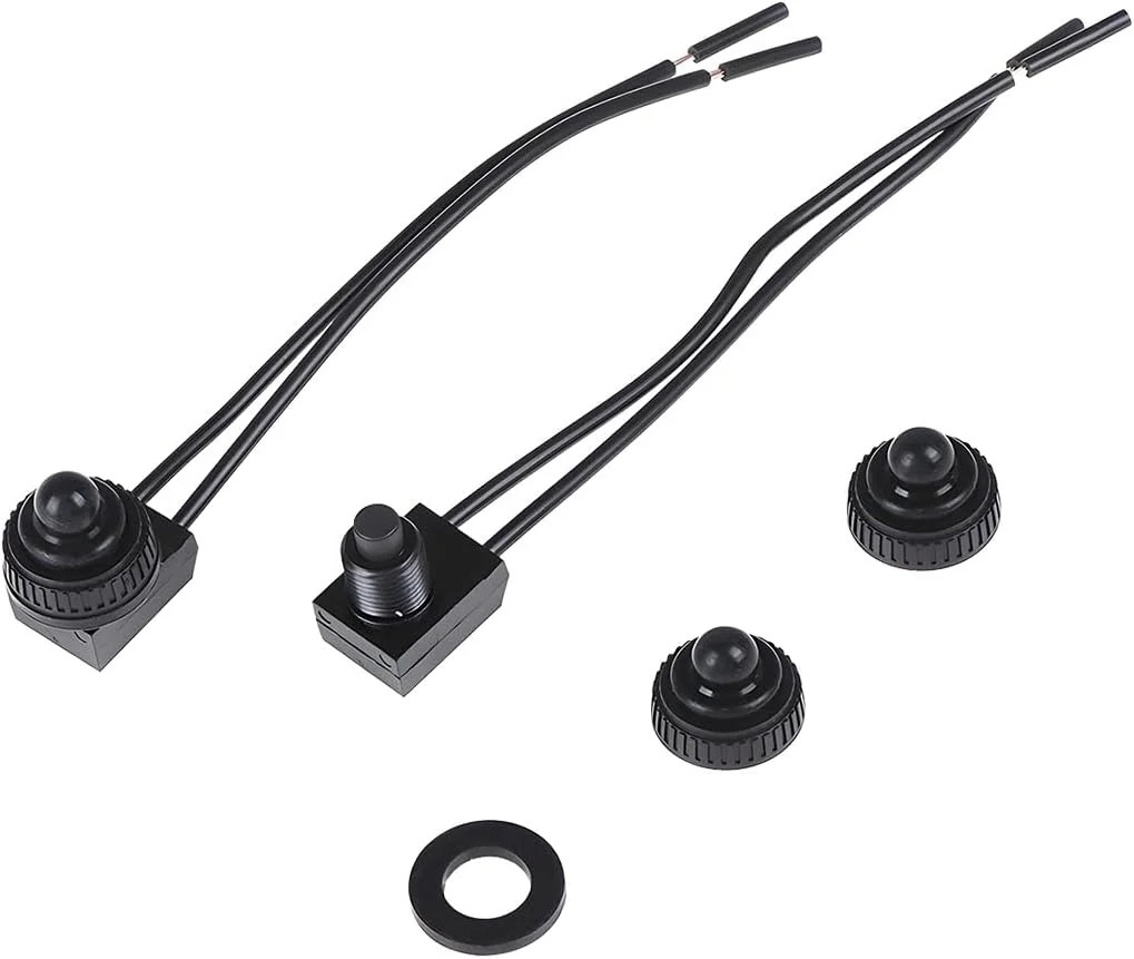 2PCS Car Push Button Switch, Waterproof 12V Vehicle SPST On Off Switch with 4.5"