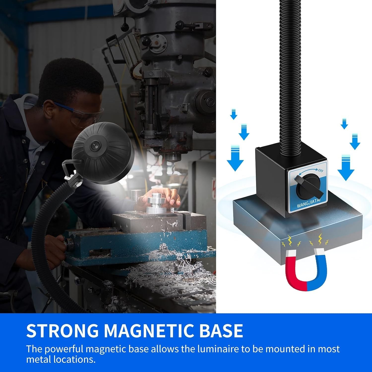 Magnetic Work Light, 2000 Lumens LED Machine Light with 20 in Flexible & Magneti