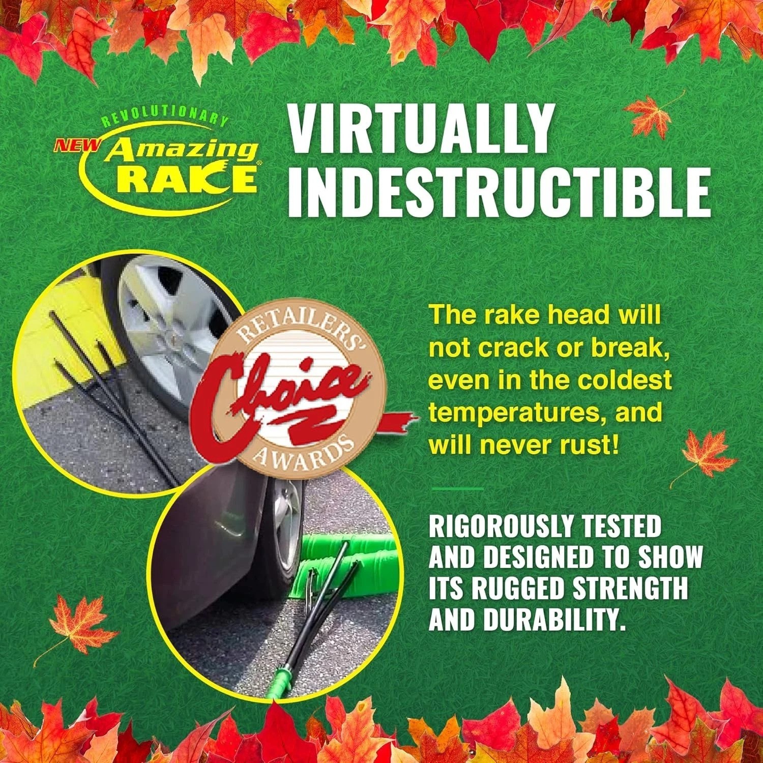 Lightweight Leaf Rake Green 3-in-1 Scoop & Grab - Unbreakable PP