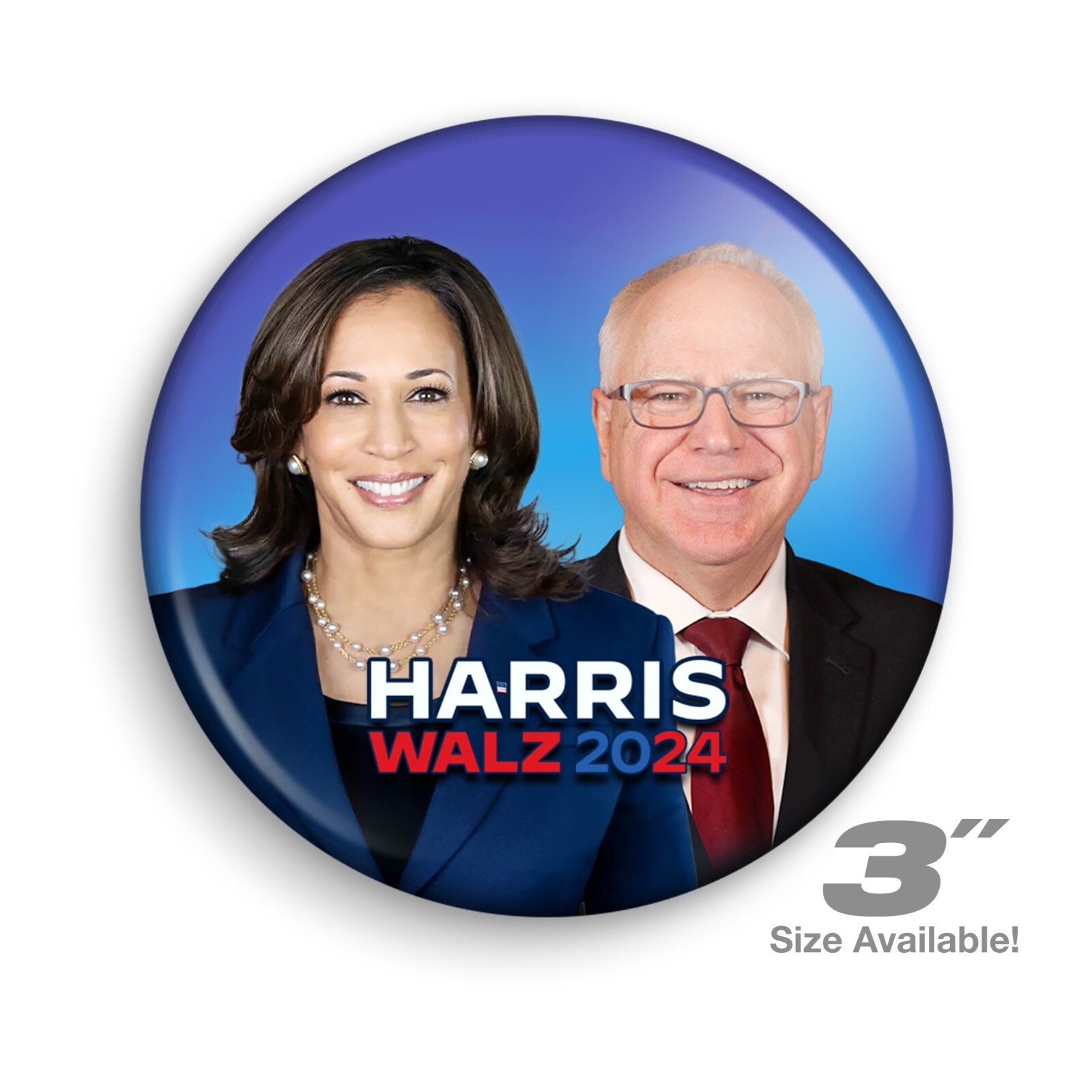 HARRIS WALZ 2024 Campaign Pins Button 3" Buttons
