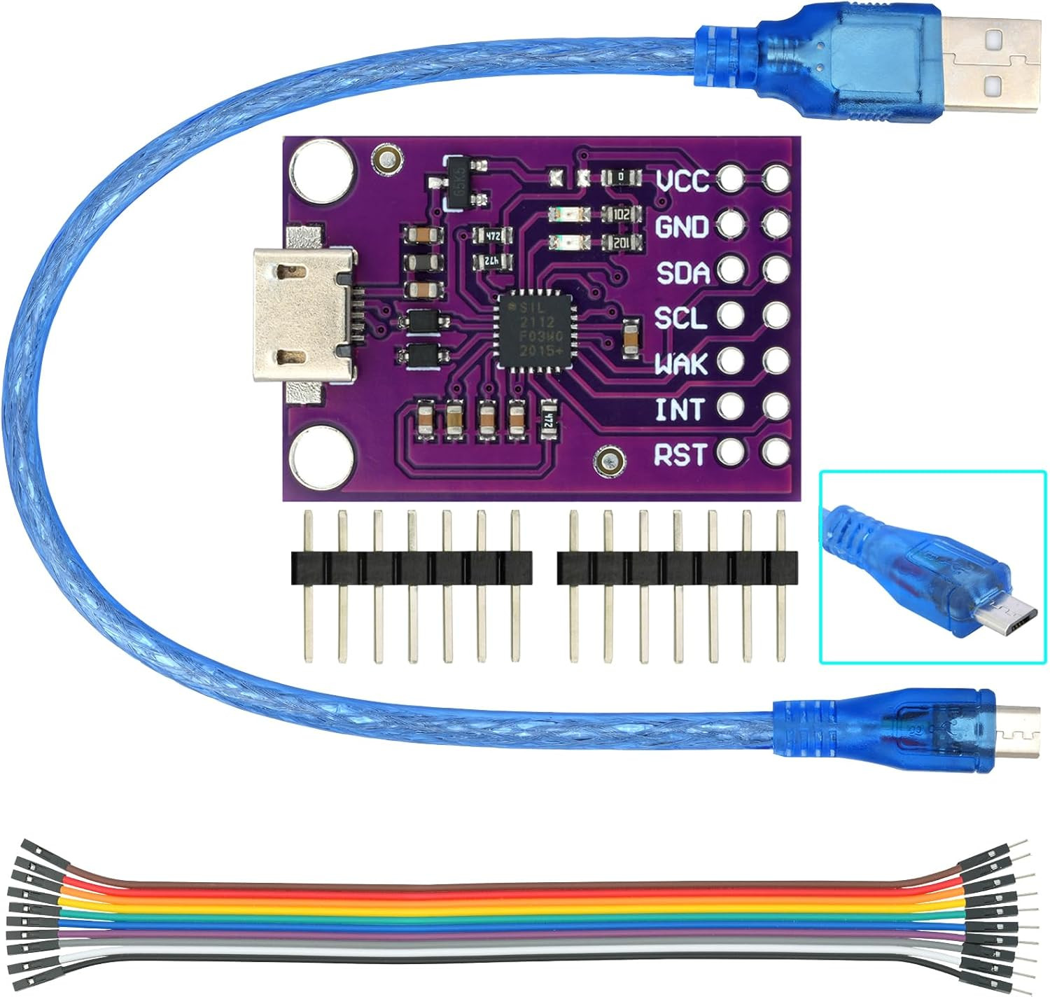 Wwzmdib CP2112 Adapter Micro USB to Smbus I2C Communication with Wires