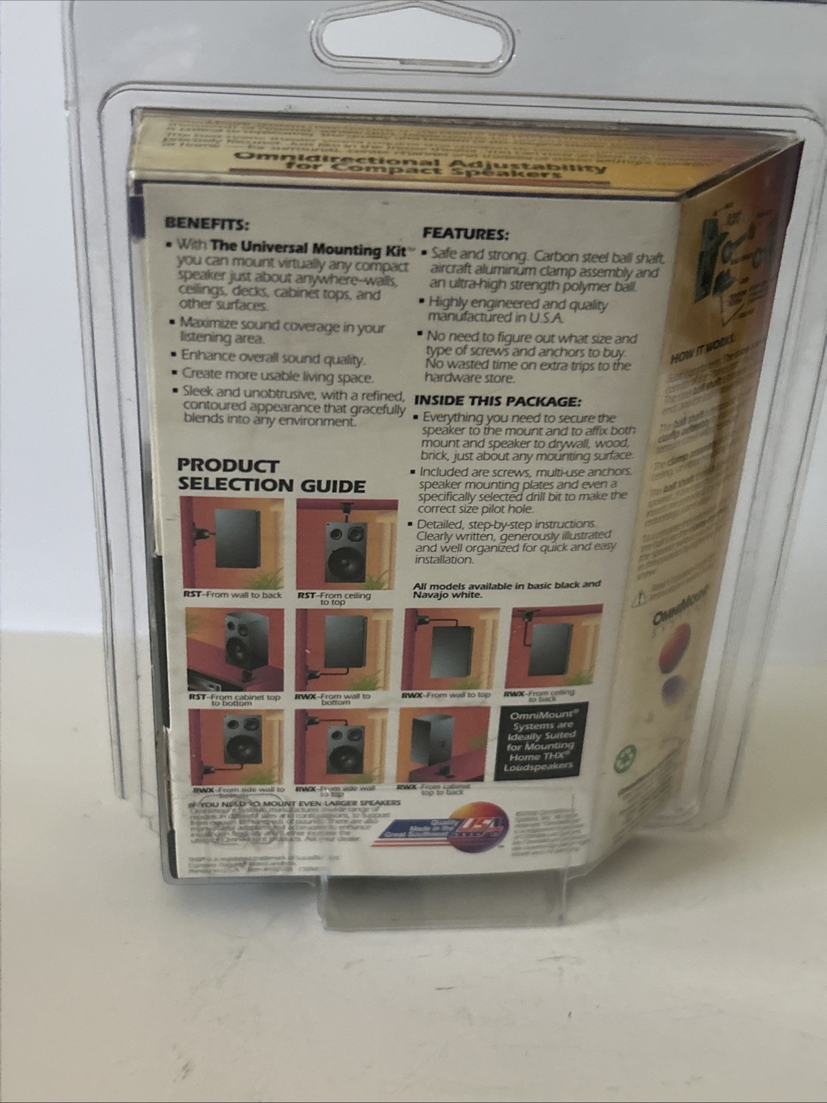 Omni Mount Systems Universal Speaker Mounting Kit Black **NEW Sealed