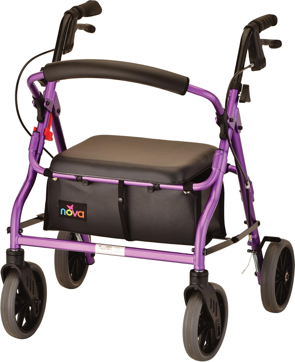NOVA Zoom 18" Seat Hght Foldable Rolling Walker Rollator 8" Whls-OPENBOX PURPLE