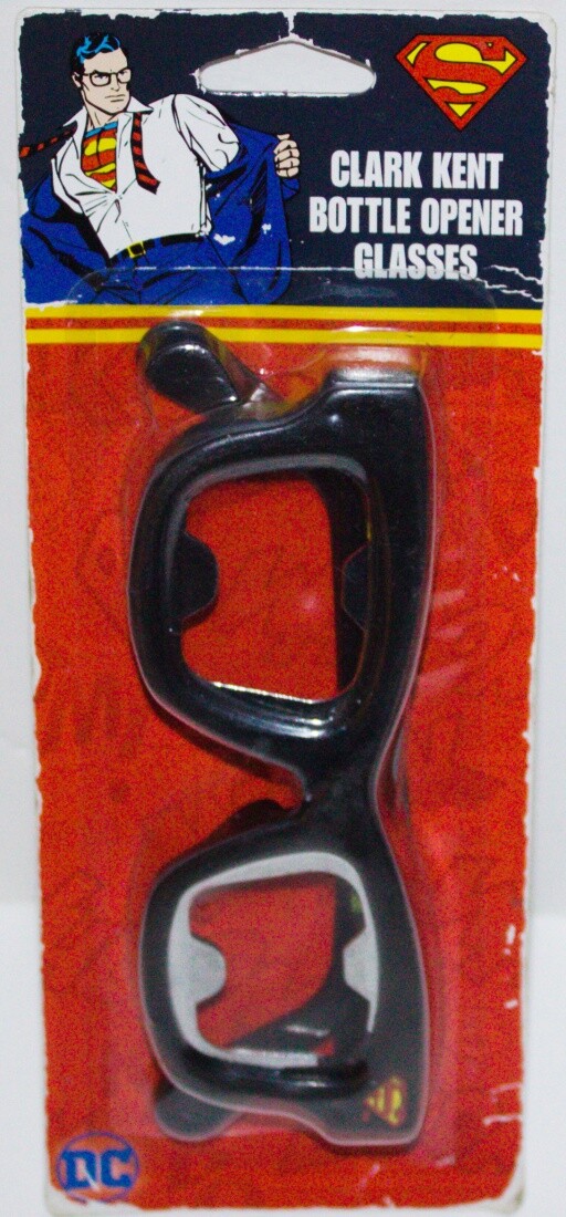 DC Comics Superman Clark Kent EyeGlasses Metal Bottle Opener UNUSED SEALED WEAR