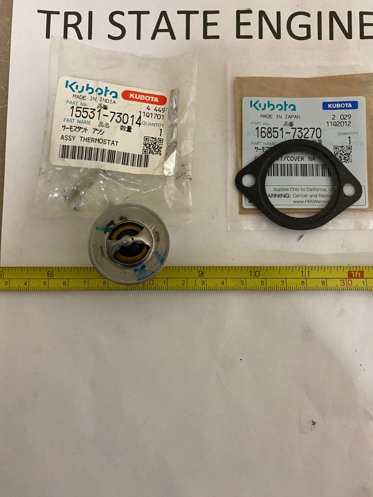 GENUINEOEM KUBOTA THERMOSTAT & GASKET 15531-73014 16851-73270 D722 DF752 WG752