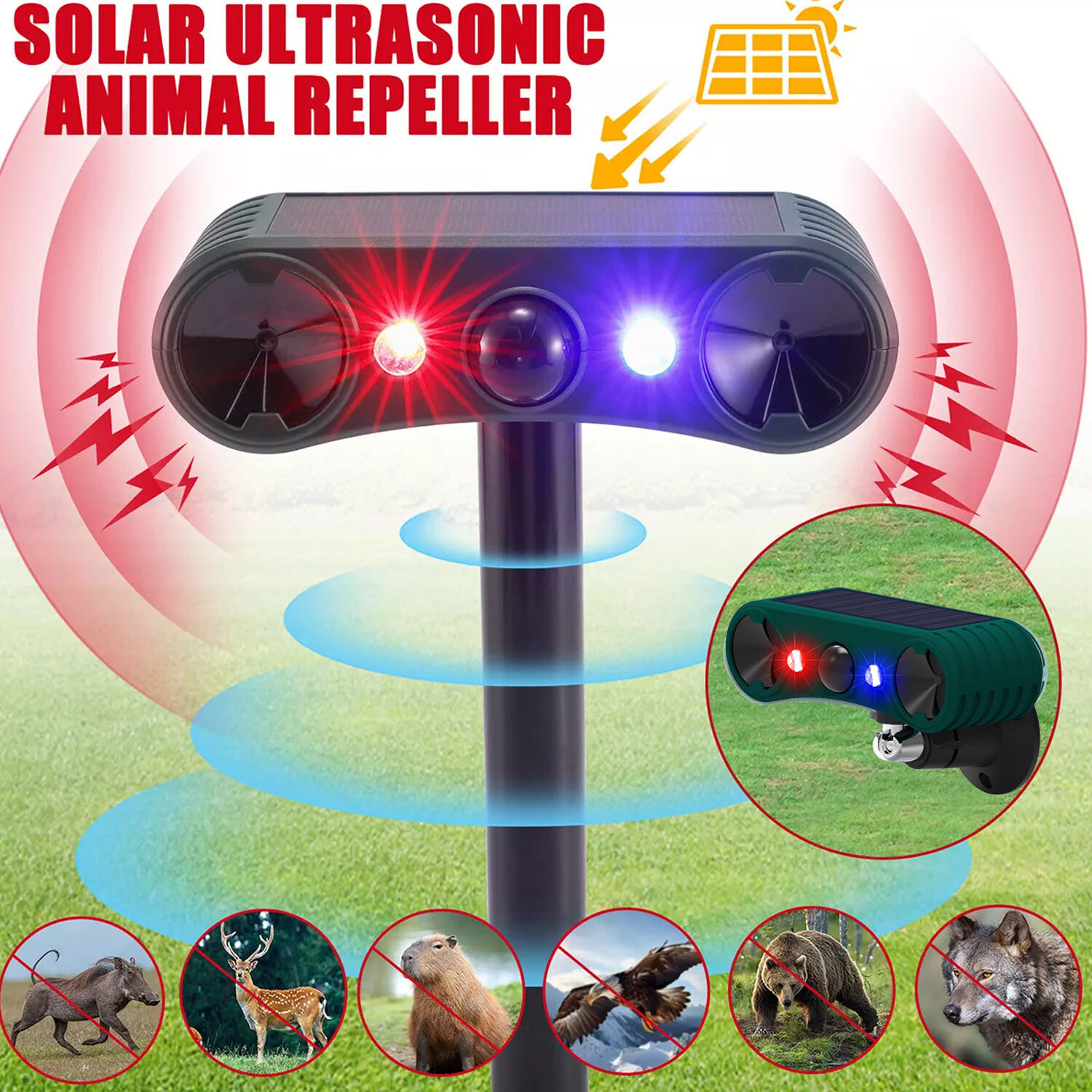 Outdoor Solar Wireless Motion Sensor Alarm Sound Detector 130db Loud Noise