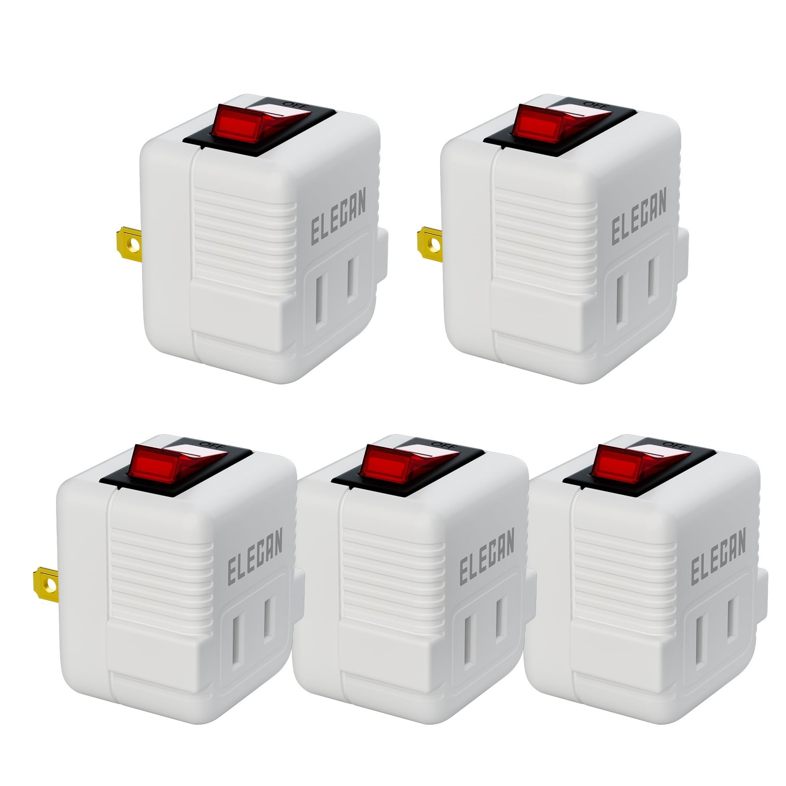 2 Prong Outlet Extender with On/Off Switch (5 Pack), Power Switch Outlet Adap...