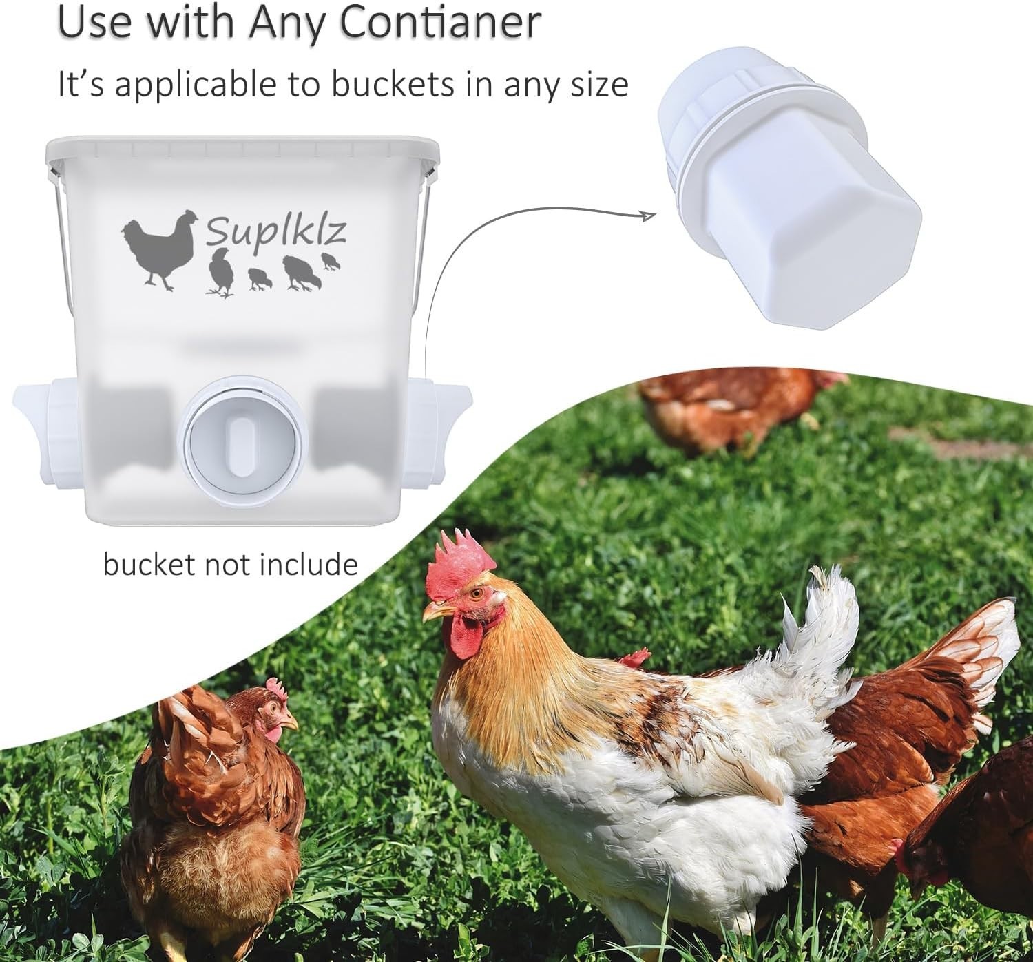 4-Port Gravity Chicken Feeder with Hole Saw - Durable & Mess-Free Solution