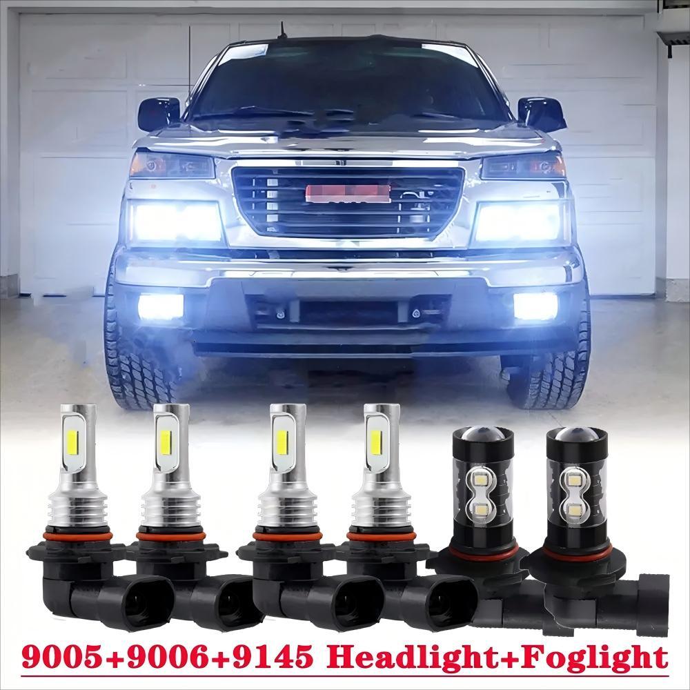 For GMC Canyon 2004-2012 6000K 6X LED Headlight Kit High & Low + Fog Light Bulbs