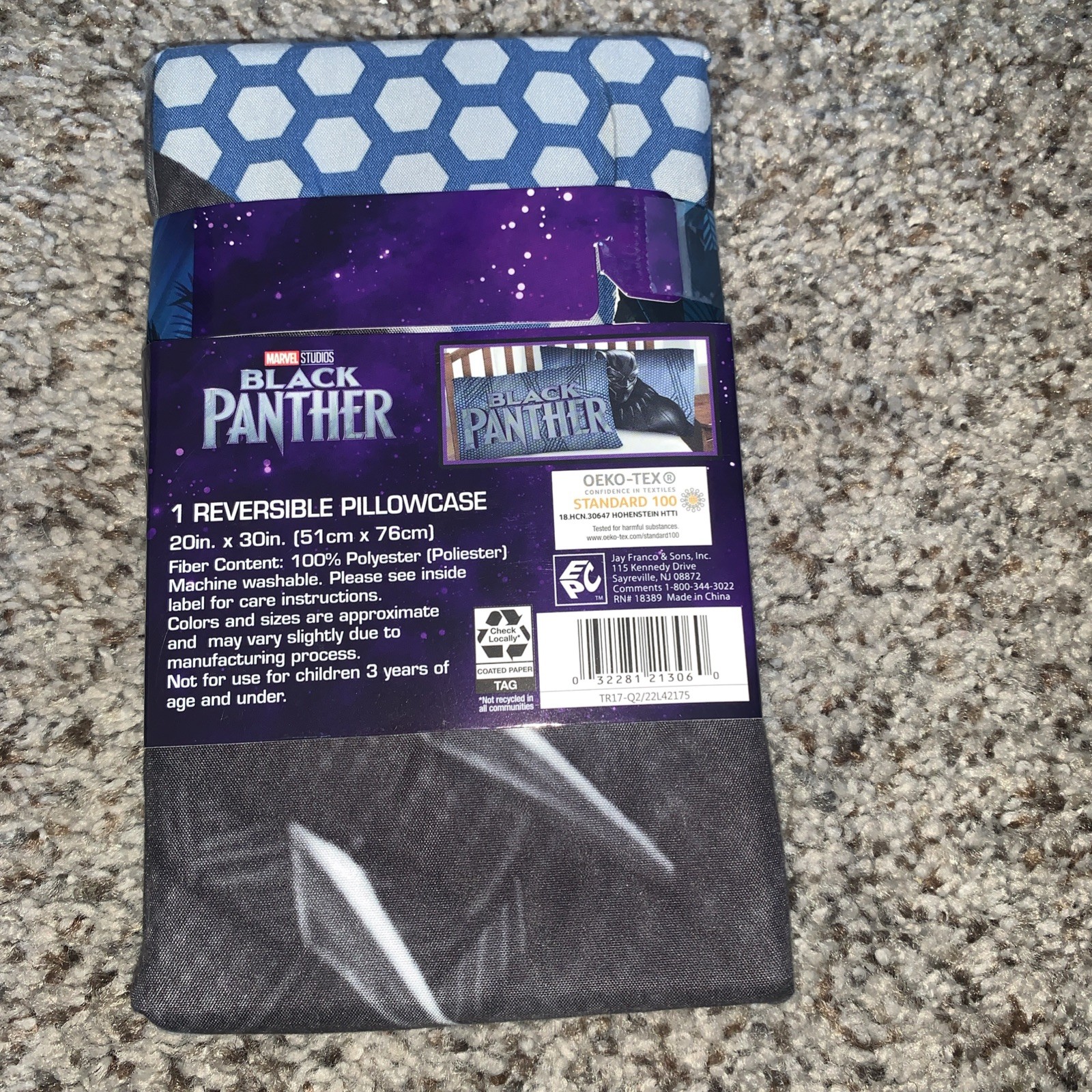 Marvel Black Panther Reversible Pillow Case 20”x30”