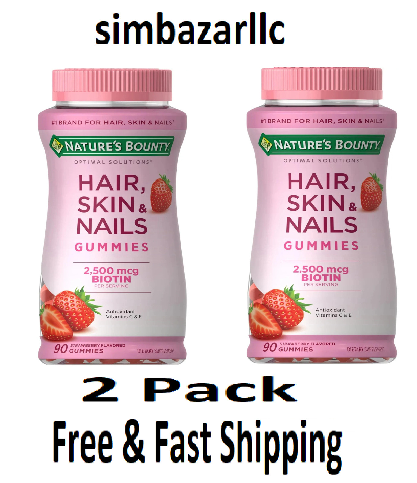 Nature's Bounty Hair Skin and Nail Vitamins Biotin Women Multivitamin90 (2 Pack)