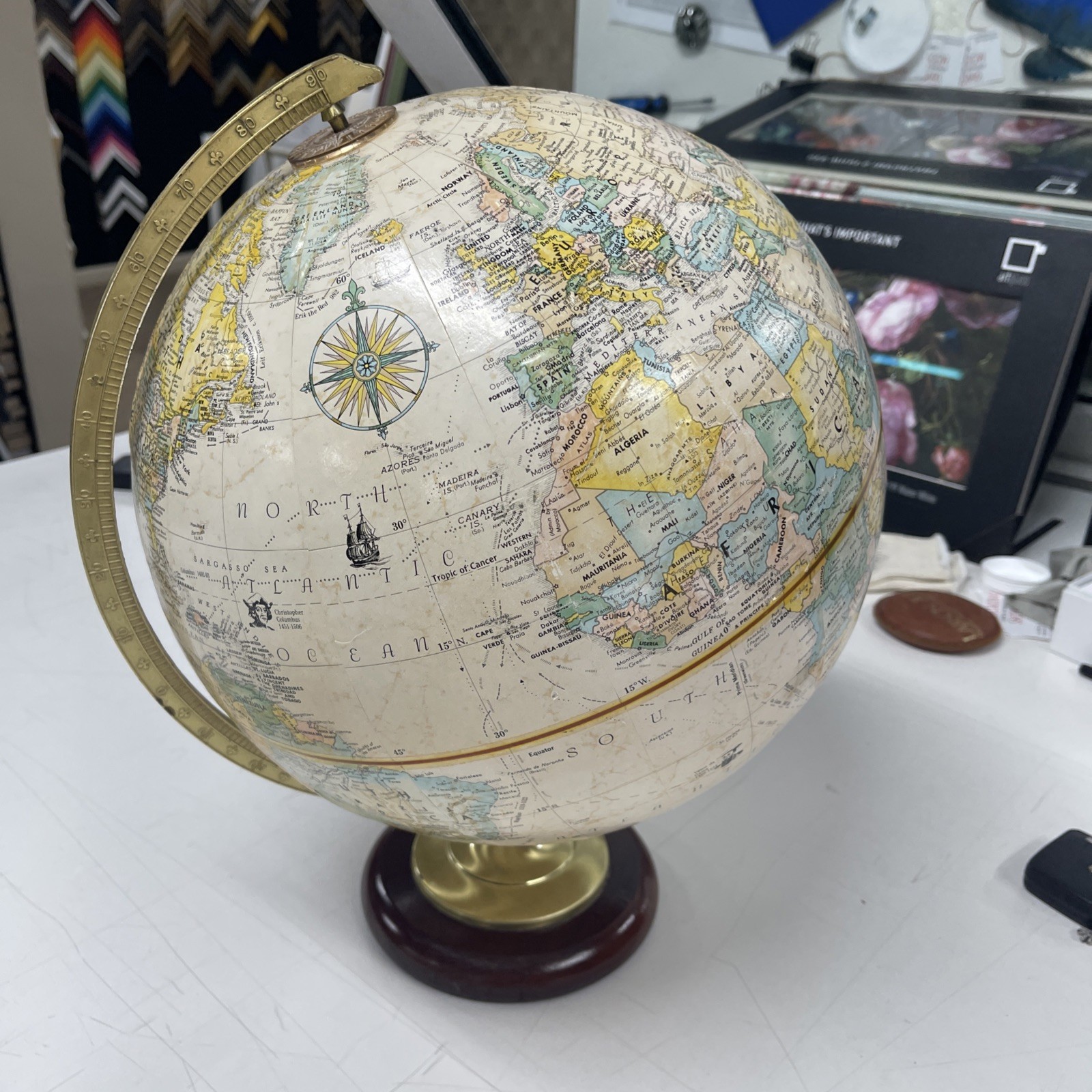 Vtg Replogle Globemaster 12 Inch Diameter Globe Raised Relief Made In USA