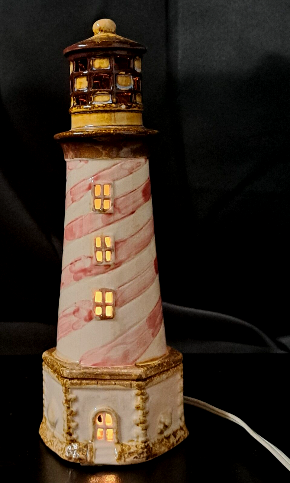 Light House Night Light Nautical Table 10.5"x 5"x4" Plug Cord Switch Ceramic
