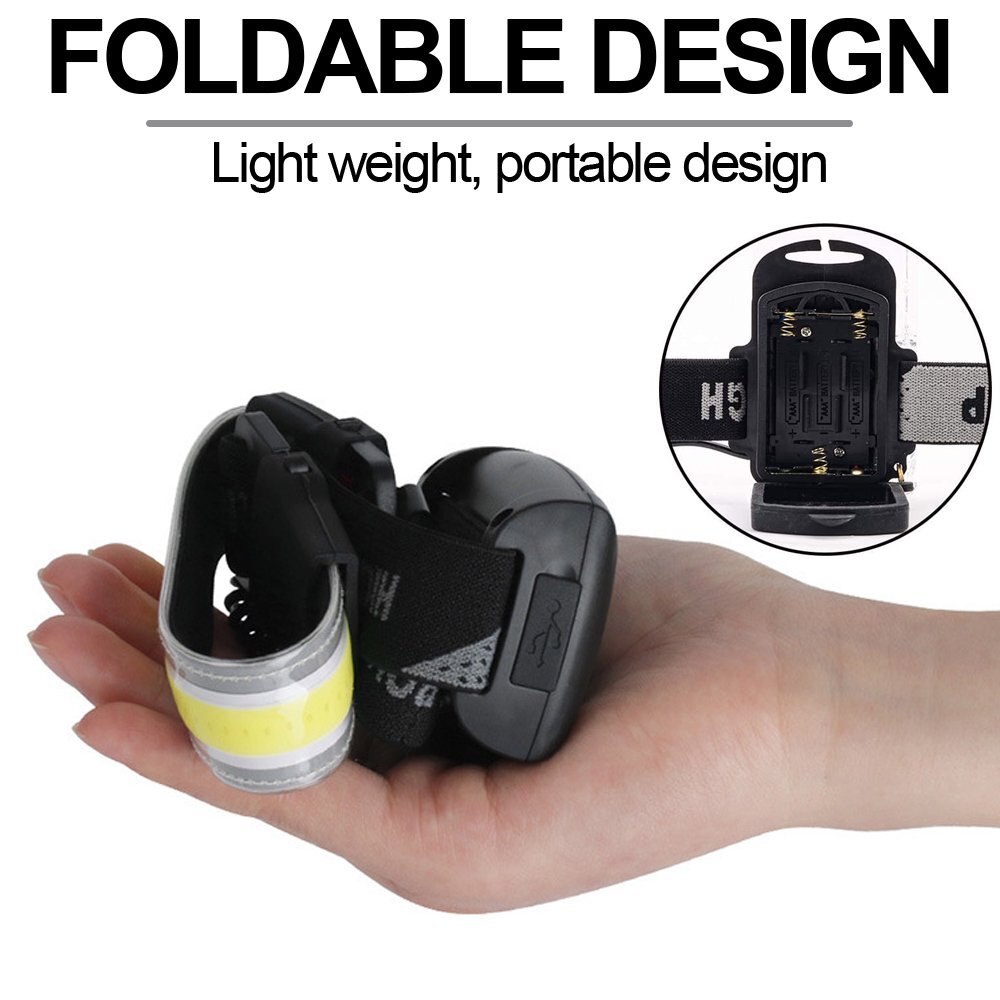 2 Pack Headlamp Flashlight LED 220° Wide Beam Headlamp Lightweight COB Bright